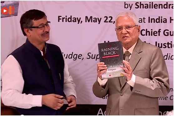 Justice MB Shah releasing the book 'It's Raining Black'